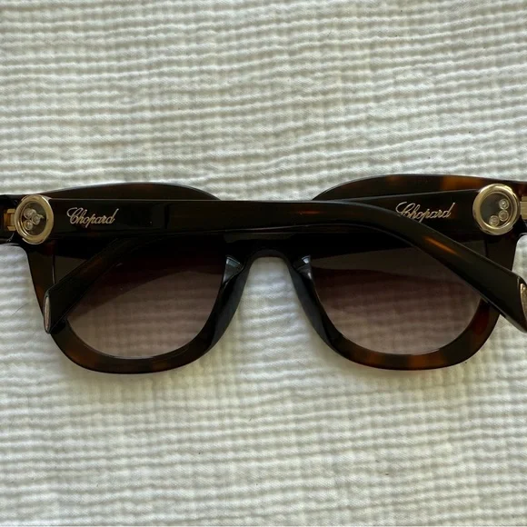 NWT Chopard Brown Sunglasses with Floating Diamonds and Gold Accents - Picture 6 of 13